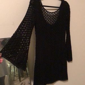 Free People Crochet Black Mini Dress size Medium